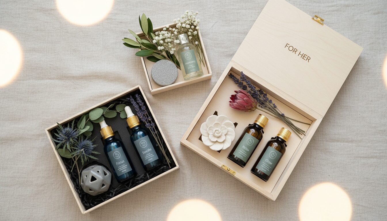 découvrez comment personnaliser un coffret d'aromathérapie en fonction des besoins et préférences de différents profils de destinataires pour offrir un cadeau unique et adapté.